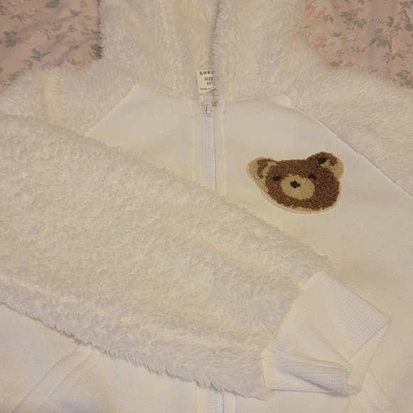 Shien Kids Zip Hoodie,size 5,white - Picture 2 of 3